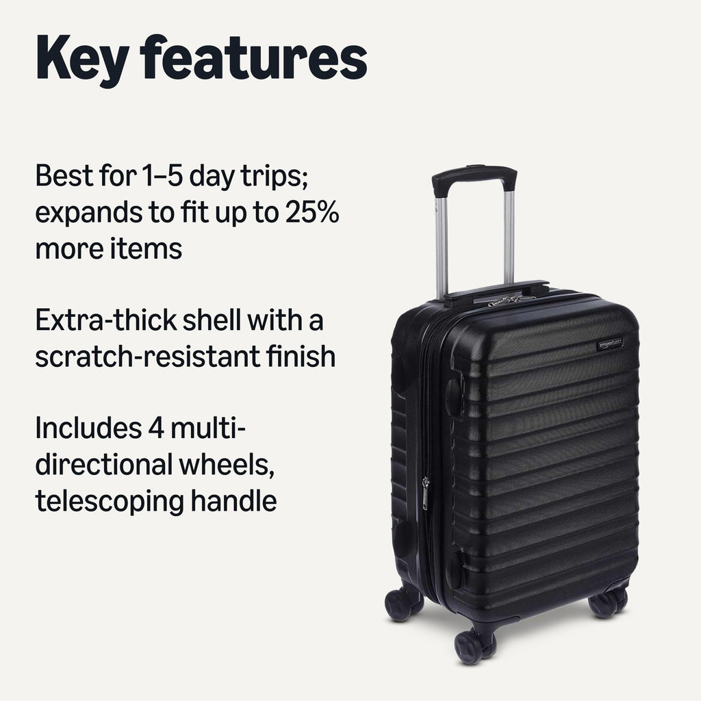 21" Black Hardside Carry-On Luggage with Spinner Wheels B373