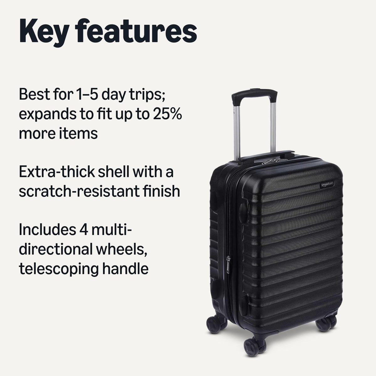 21" Black Hardside Carry-On Luggage with Spinner Wheels B373