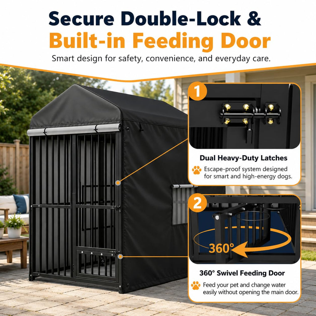 8x4 FT Heavy Duty Outdoor Dog Kennel with Full Cover A87301