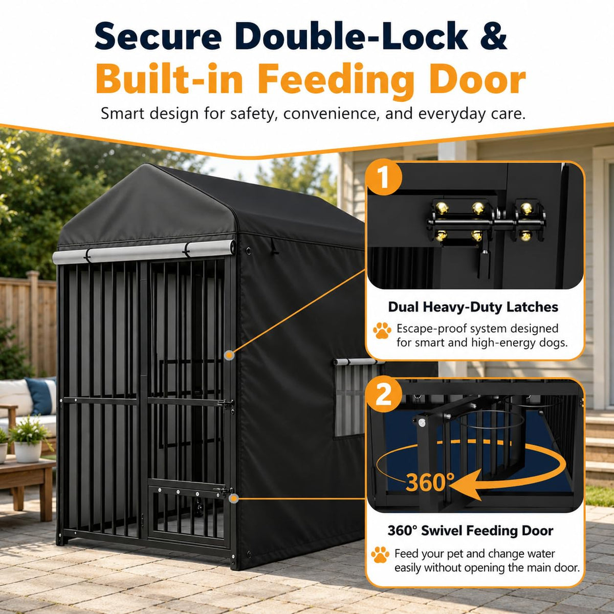 8x4 FT Heavy Duty Outdoor Dog Kennel with Full Cover A87301