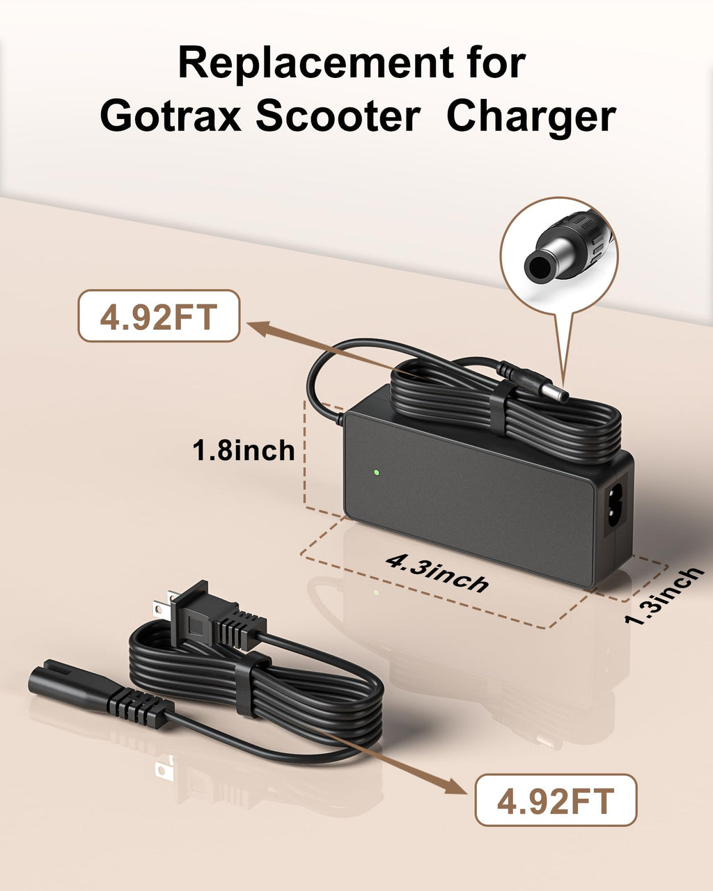 42V 2A Electric Scooter Charger with LED Indicator Light Z984