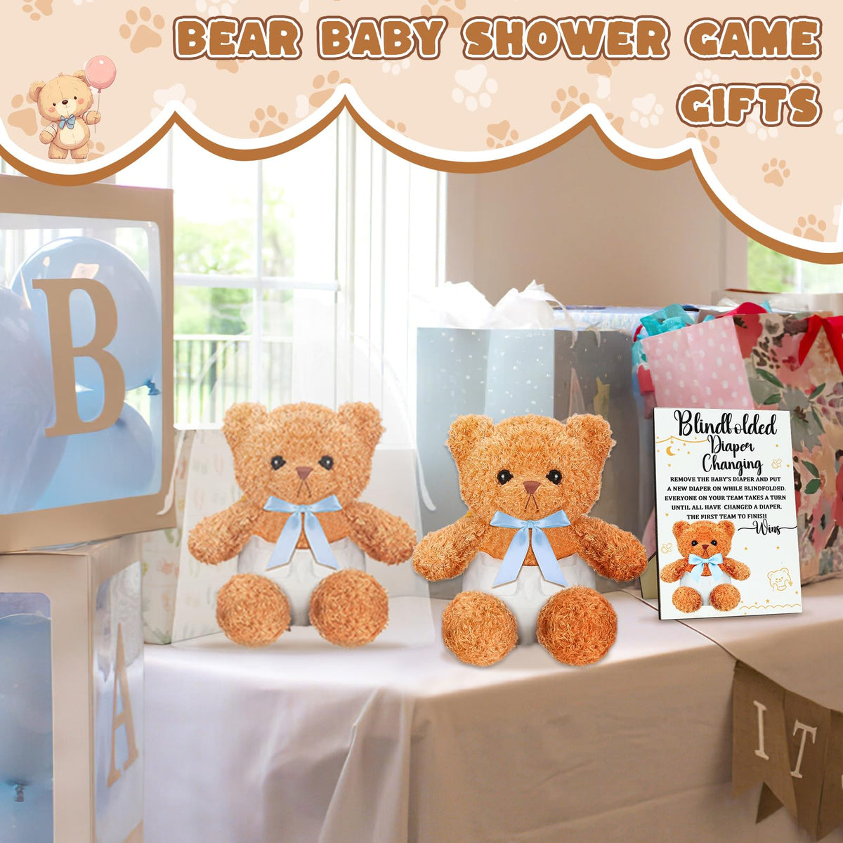 25 Pack Baby Shower Games Blindfold Diaper Changing Kit F4406
