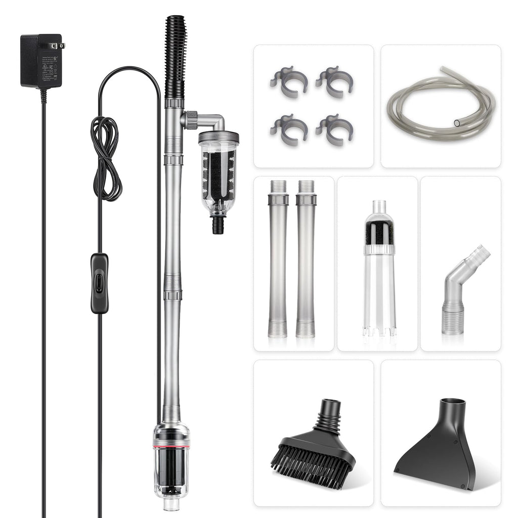 Electric Aquarium Gravel Cleaner, 528GPH Fish Tank Vacuum, 5-in-1 Sand Washer Water Changer Kit D261881