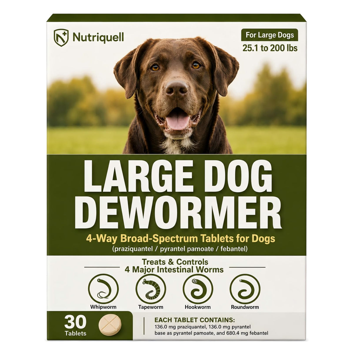 Medium and Large Dog Dewormer Tablets V8577