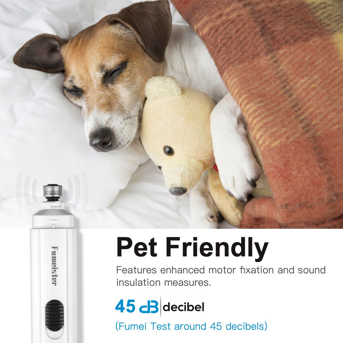 Quiet 2-Speed Type-C Rechargeable Dog Nail Grinder P42858