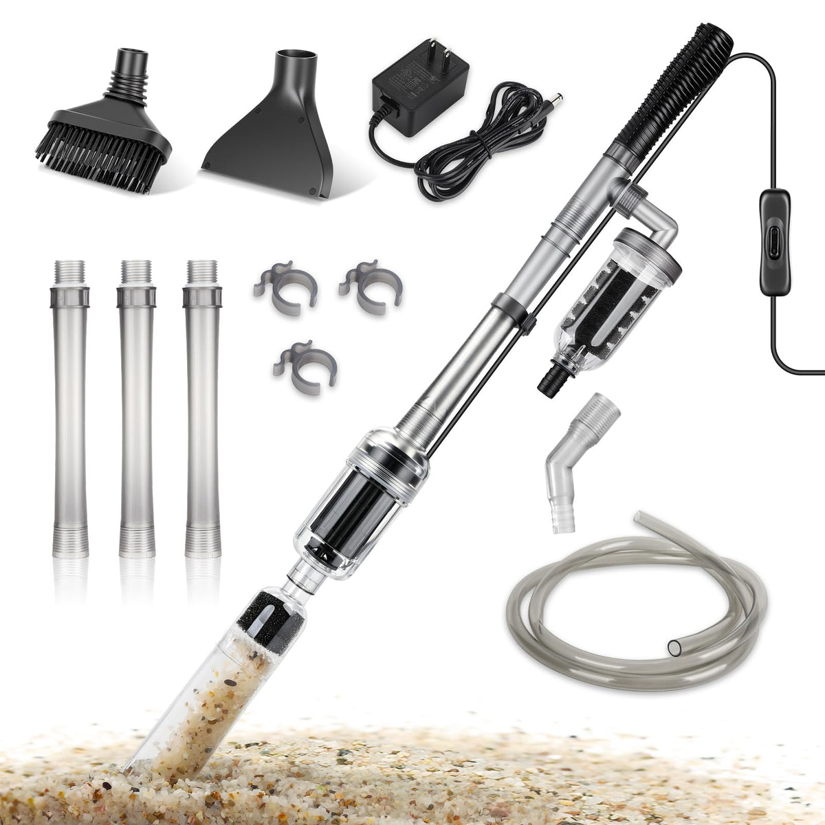 Electric Aquarium Gravel Cleaner, 528GPH Fish Tank Vacuum, 5-in-1 Sand Washer Water Changer Kit D261881