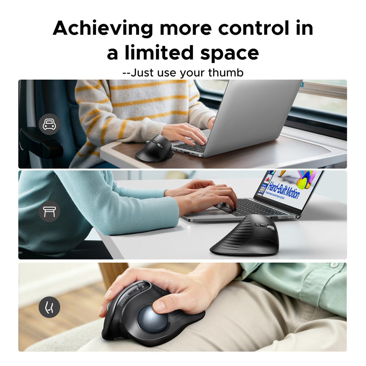 Wireless Trackball Mouse, Bluetooth & 2.4G, Thumb Control G16053