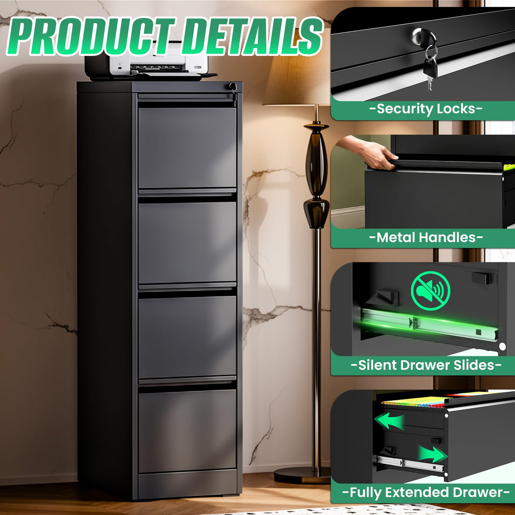 4 Drawer Metal File Cabinet with Lock C143