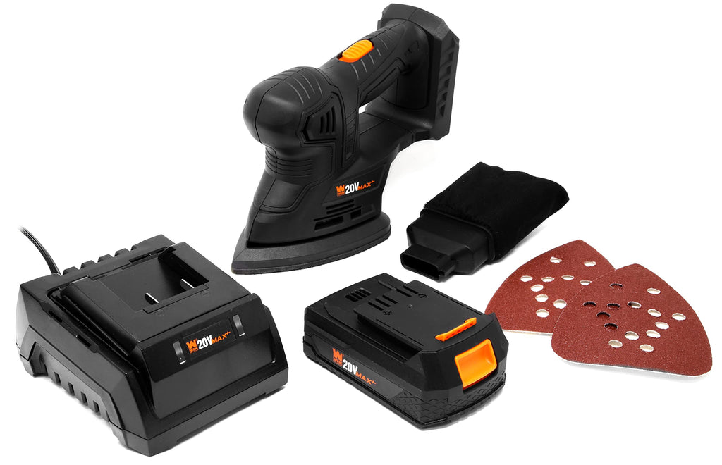 Cordless Palm Sander with 20V Max 2.0 Ah Lithium-Ion Battery and Charger C204