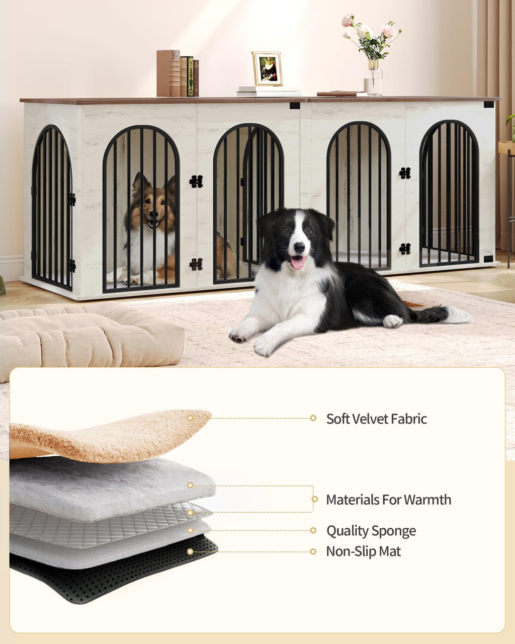 Double Dog Crate Furniture with Cushion Q54700