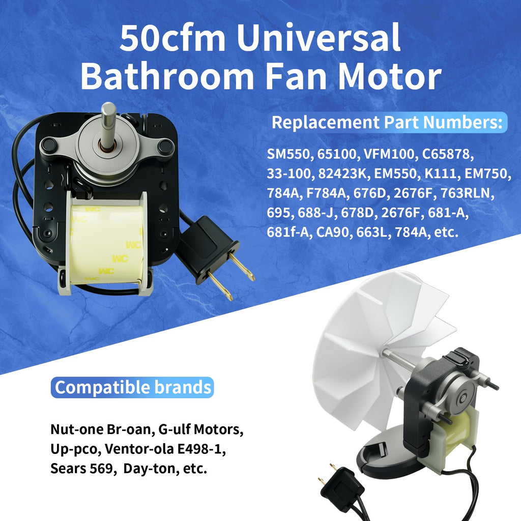 Universal Bathroom Vent Exhaust Fan Motor 50 CFM 120V 60Hz D468056