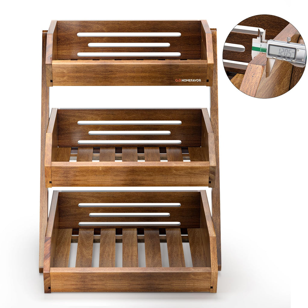 3-Tier Acacia Wood Fruit Basket U285918