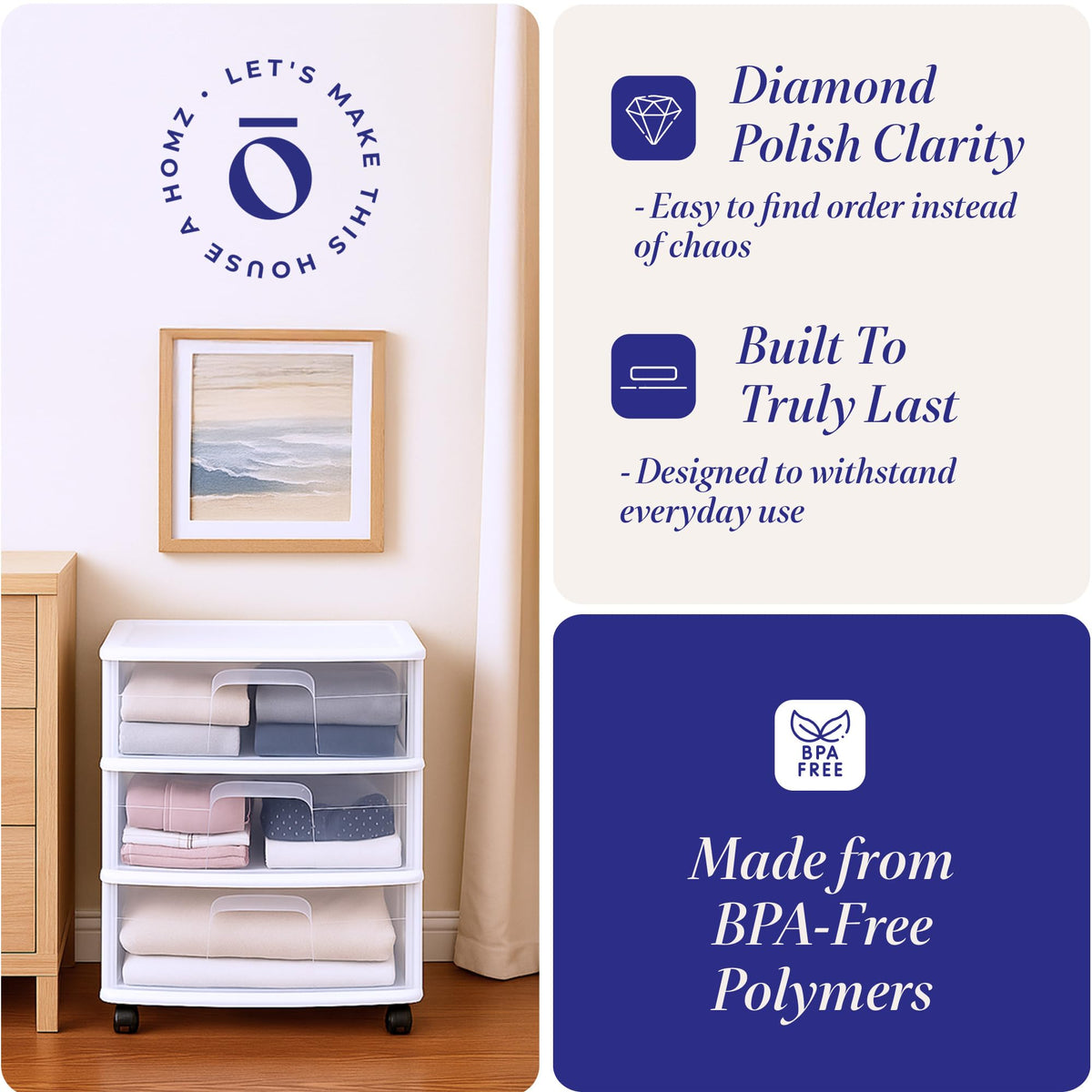 3-Tier Storage Cart with Removable Wheels D29235
