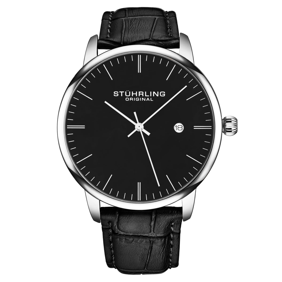 Men's 40mm Ultra Slim Leather Strap Quartz Analog Dress Watch M577