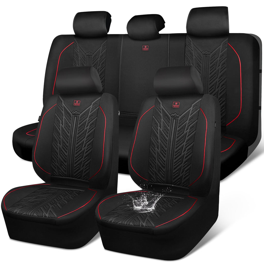 Waterproof Neoprene Car Seat Covers Full Set 5 Seats Black Red F467