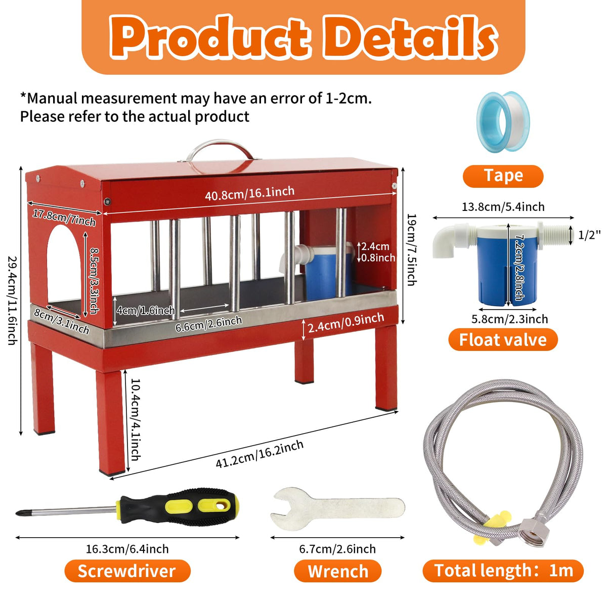 Automatic Stainless Steel Poultry Waterer with Float Valve W134253