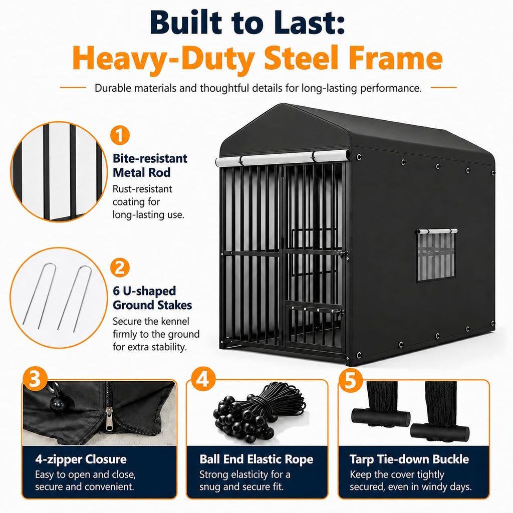 8x4 FT Heavy Duty Outdoor Dog Kennel with Full Cover A87301