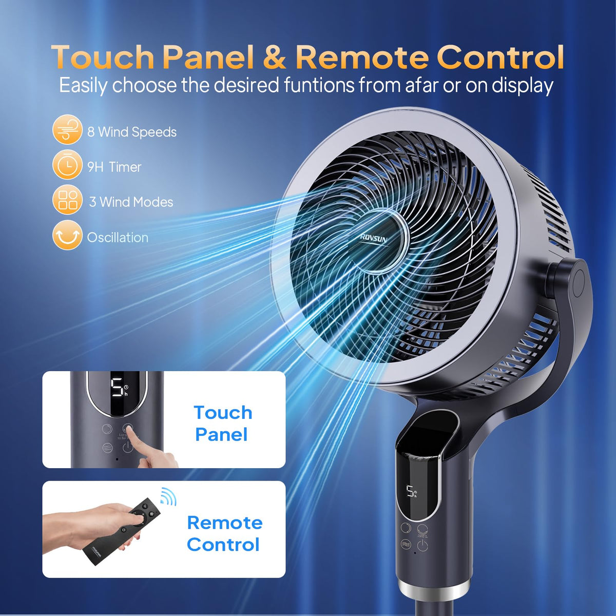 3-in-1 Pedestal Tabletop Fan with Remote Grey 2-Pack I73715