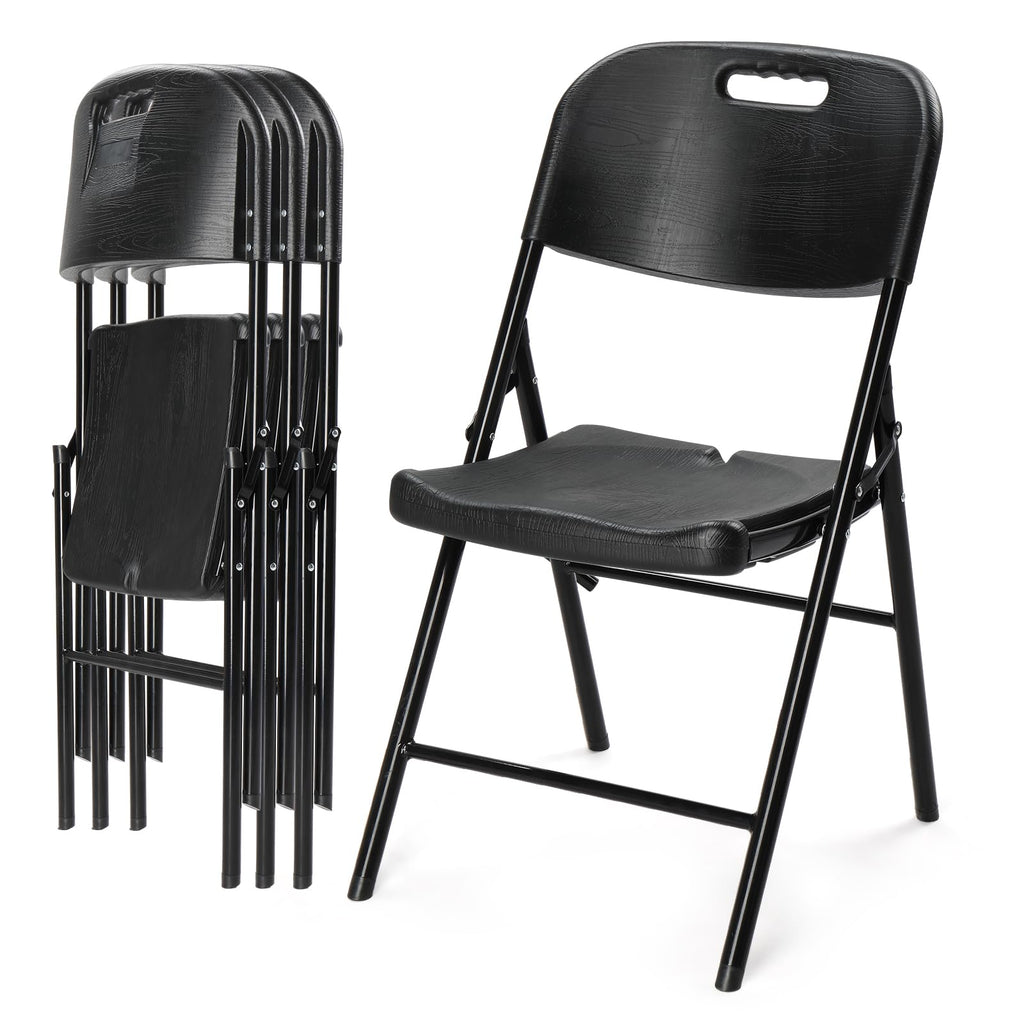 Dark 4 Pack HDPE Folding Chairs with Steel Frame K912856