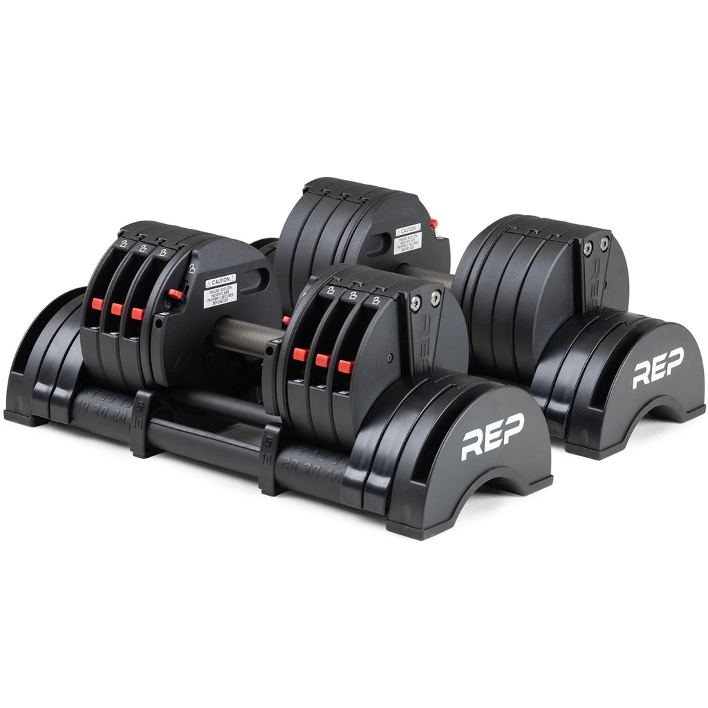 Adjustable Dumbbell Set Pair 30/40/50/60 lb Steel Plates Knurled Handle K846387