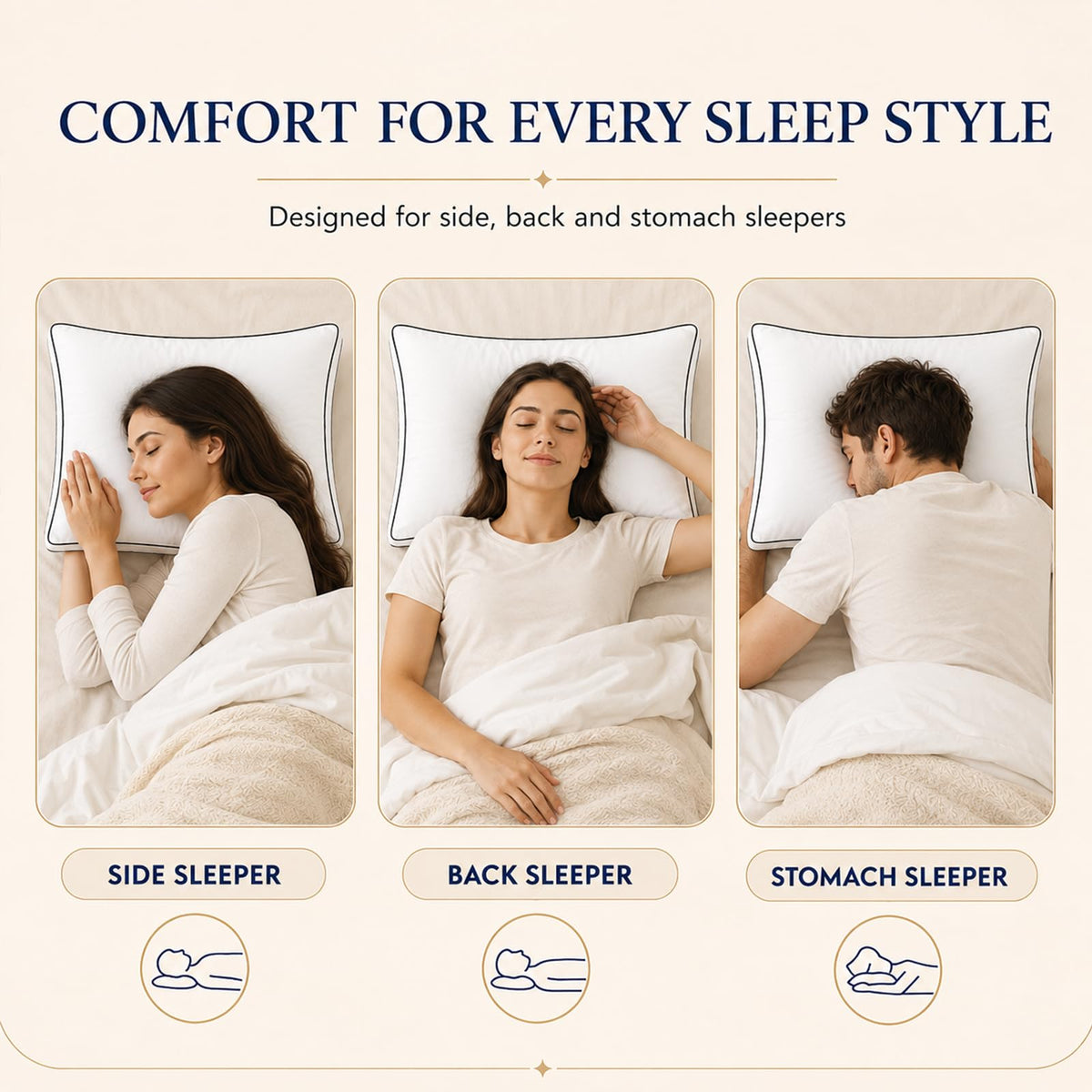 Queen Size Set of 2 Gusseted Bed Pillow A29227