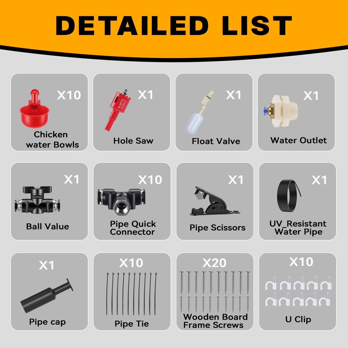 Automatic Chicken Watering System with 10 Red Cups M9692