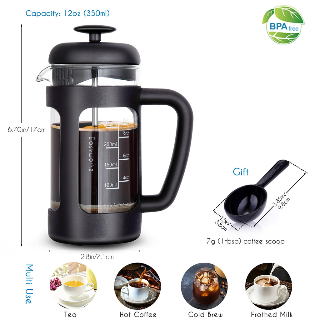 12 oz Stainless Steel French Press and Gooseneck Pour Over Kettle Z344883
