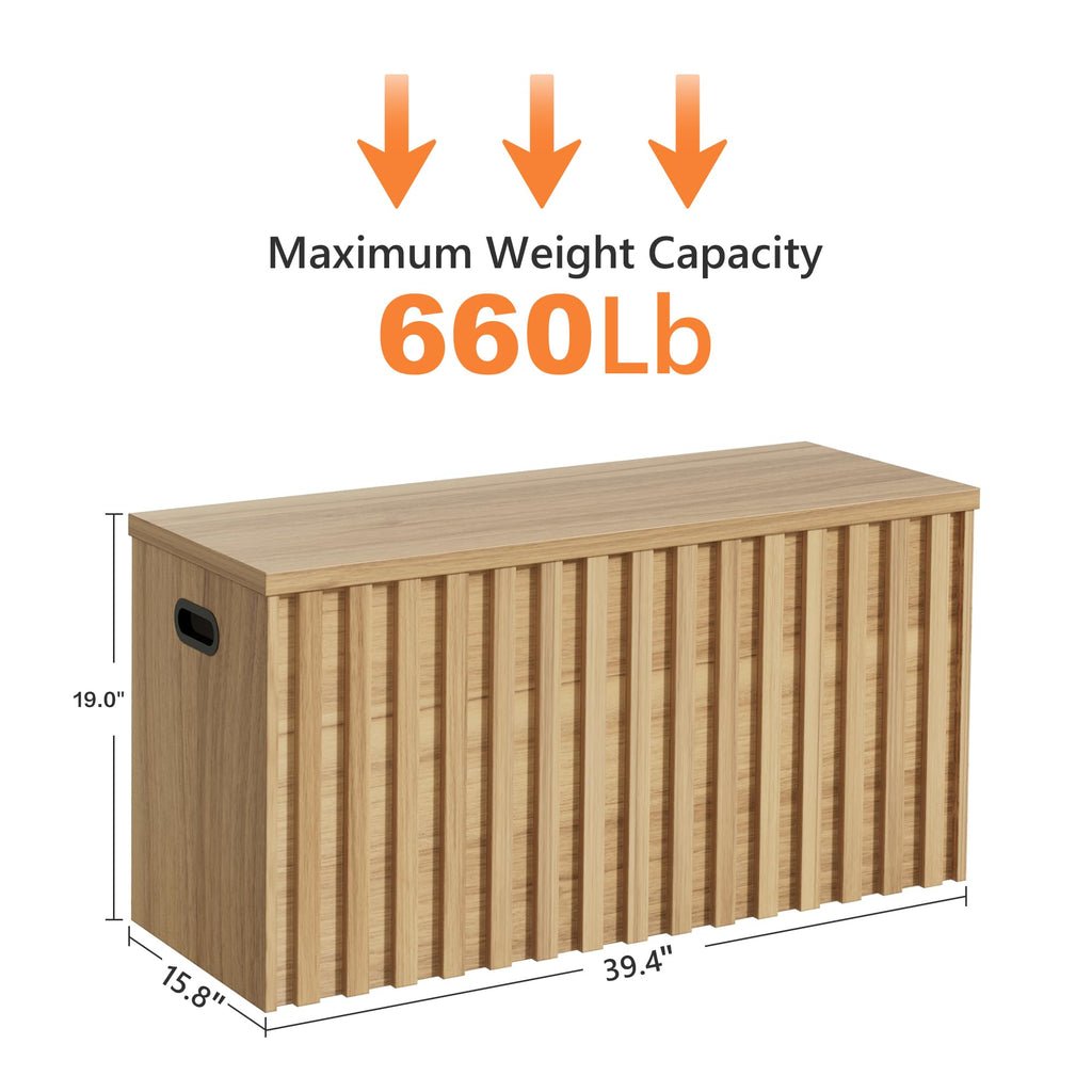 Wood Storage Bench with 2 Safety Hinges Q490721