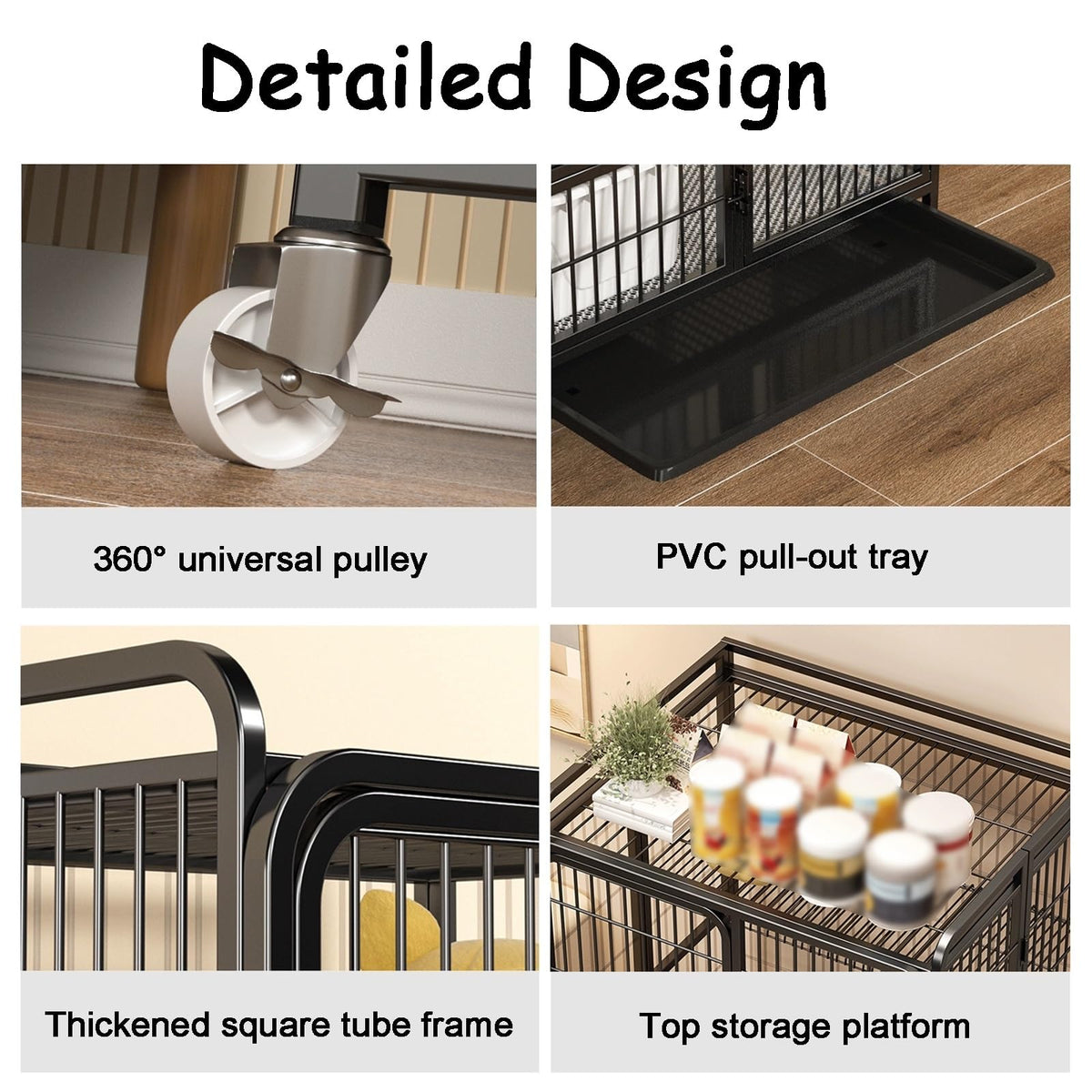 Foldable 4-Tier Indoor Cat Enclosure with Hammock E48667