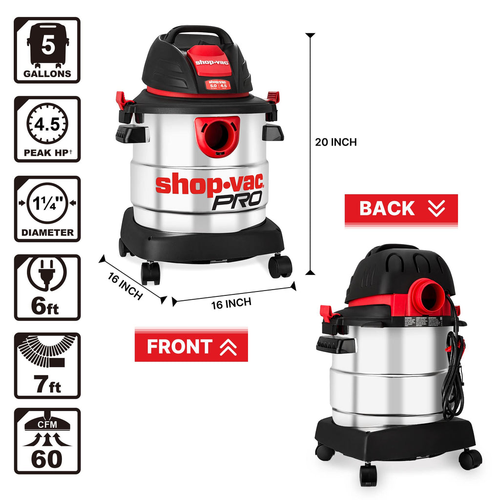 5 Gallon 4.5 Peak HP Wet/Dry Vacuum L780345