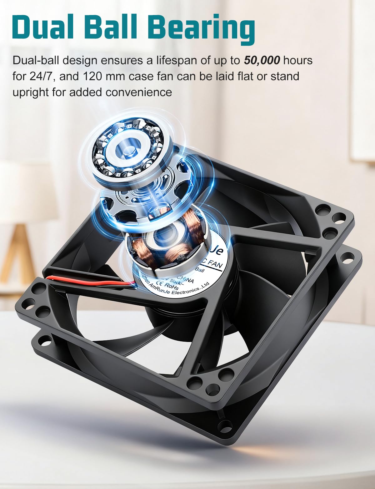 80mm 12v Small Computer Fan with AC Plug R12425