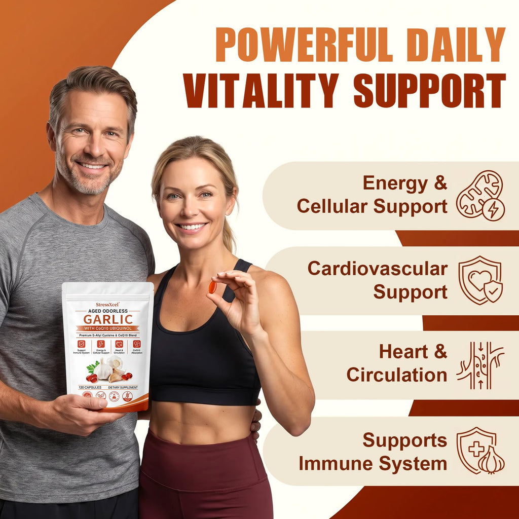 Odorless Garlic Extract Softgels with CoQ10 Ubiquinol and Vitamin K2 120 Softgels M55727