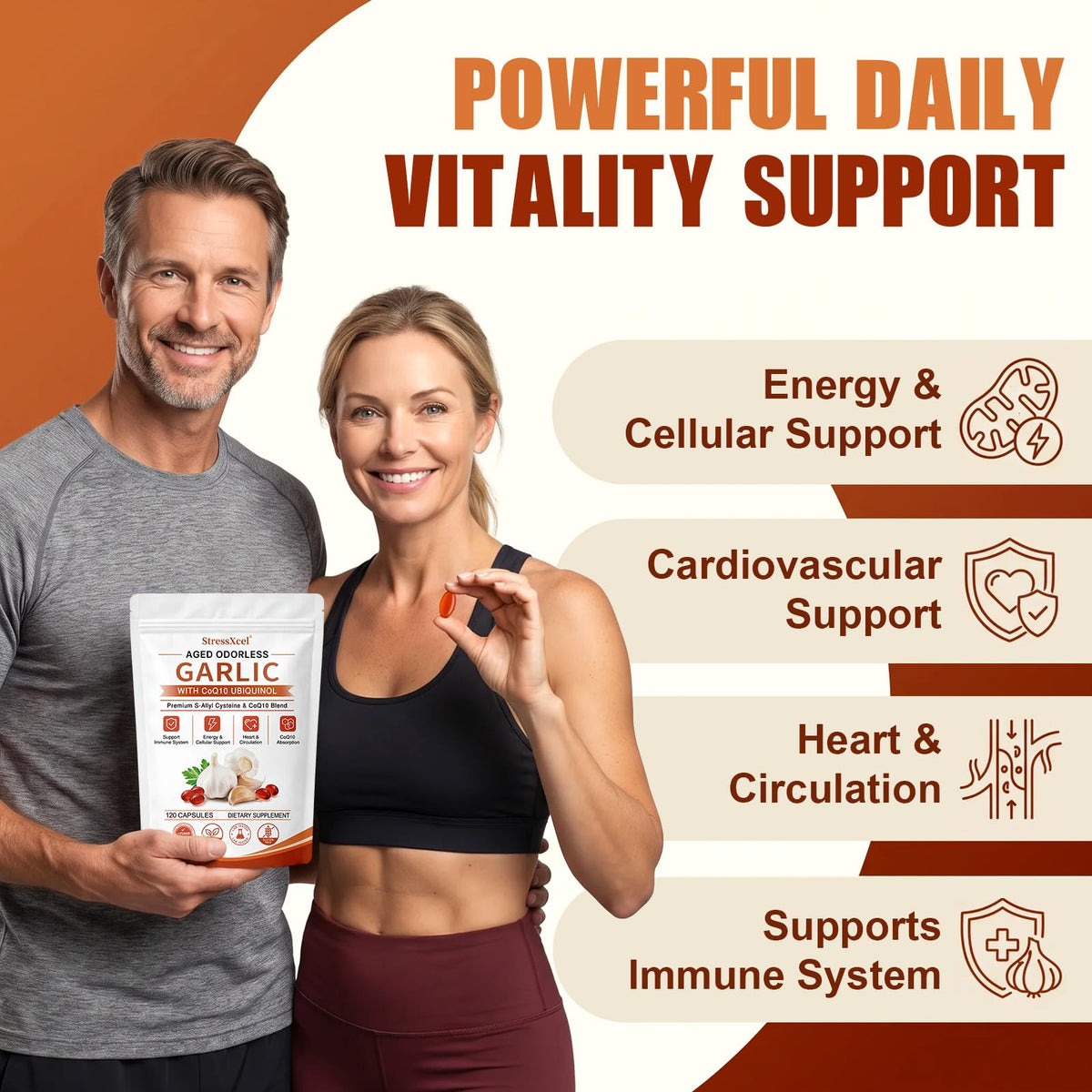 Odorless Garlic Extract Softgels with CoQ10 Ubiquinol and Vitamin K2 120 Softgels M55727