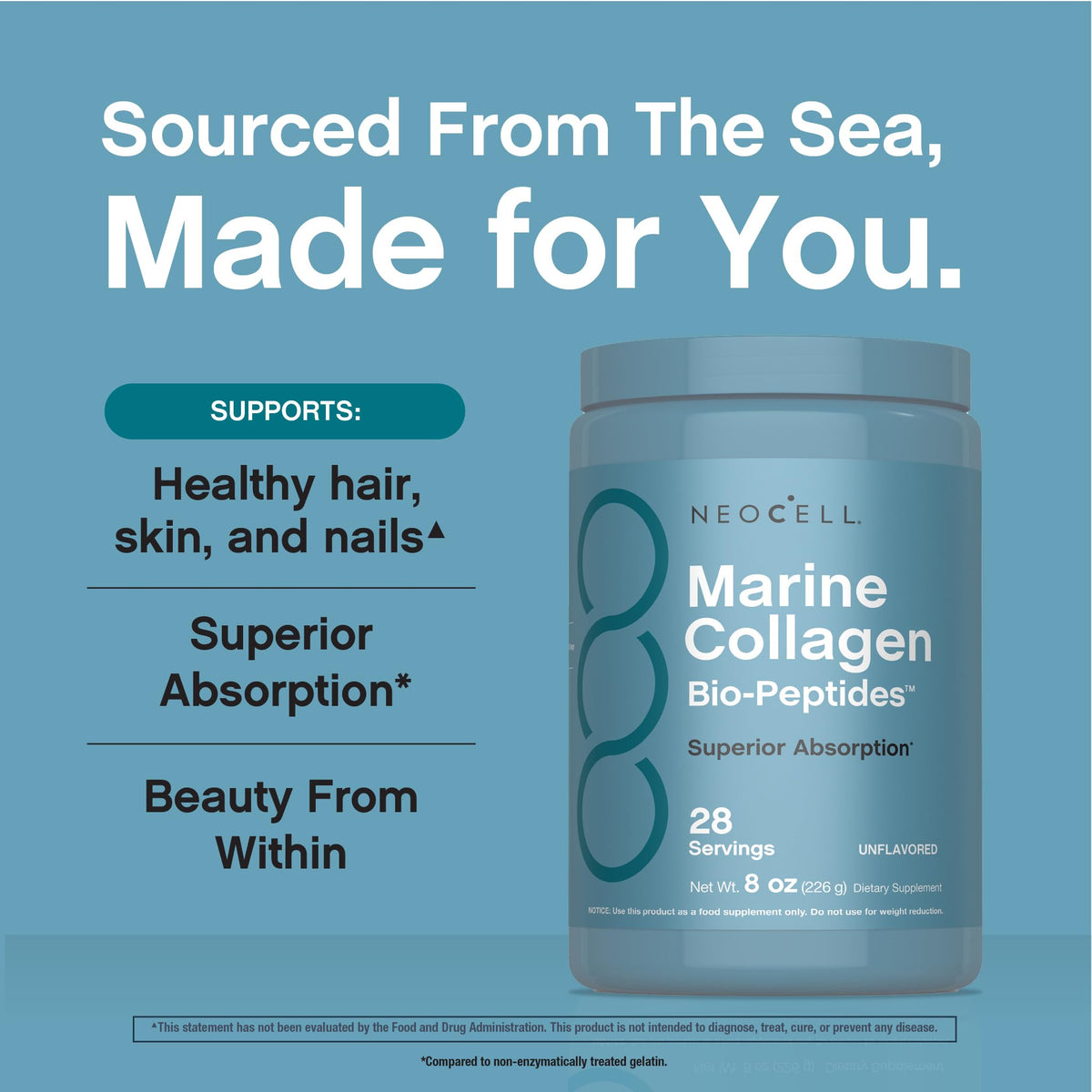 Marine Collagen Peptides Powder 8 oz Unflavored P66778