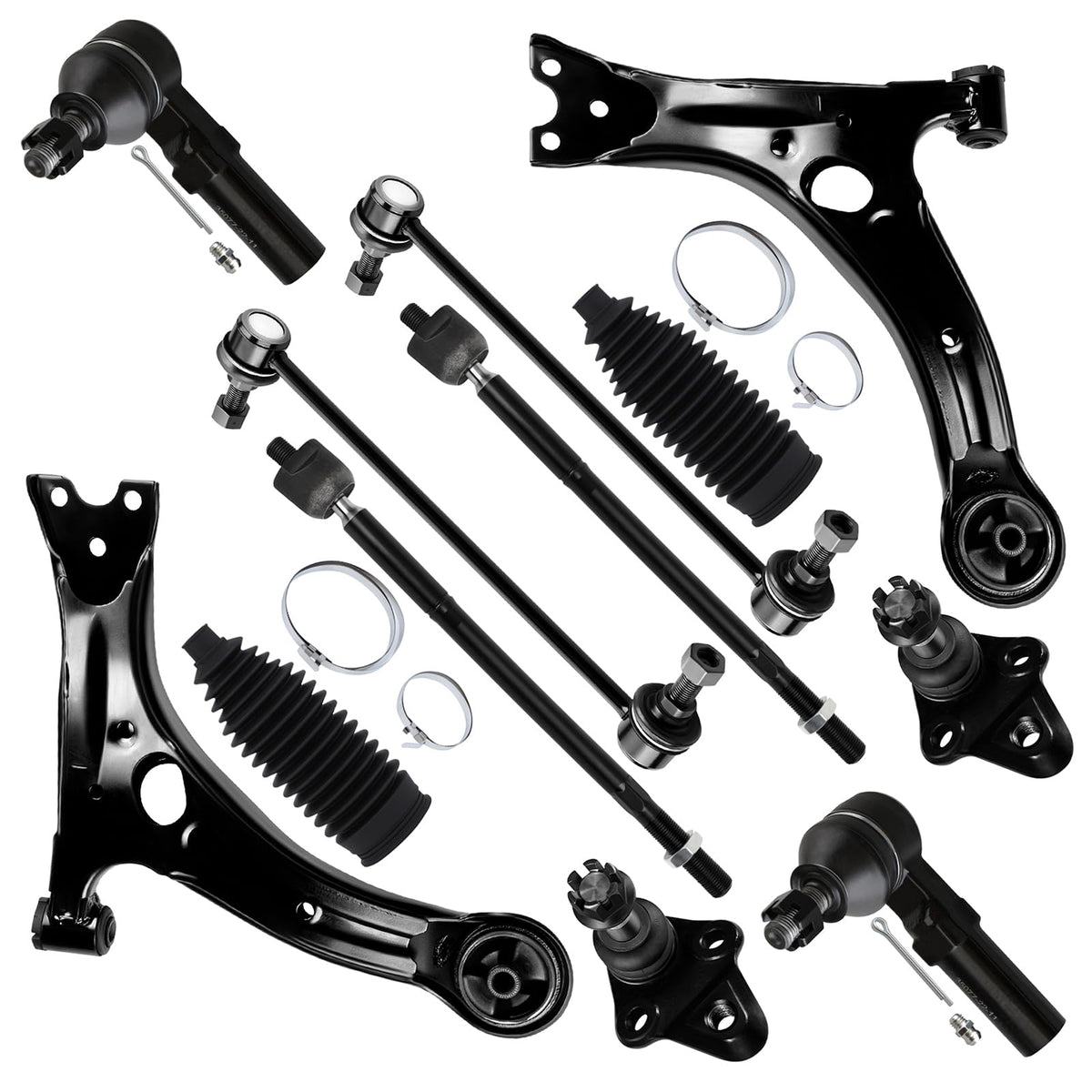 12pcs Front Suspension Kit Lower Control Arm Ball Joint Tie Rod End Sway Bar End Link S84906