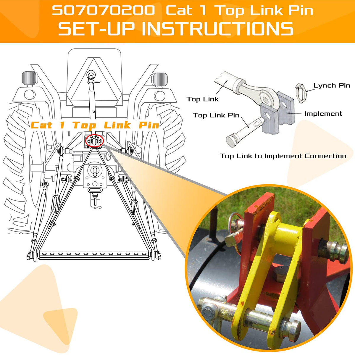 4 Pack 3/4 in Top Link Pin Y9027