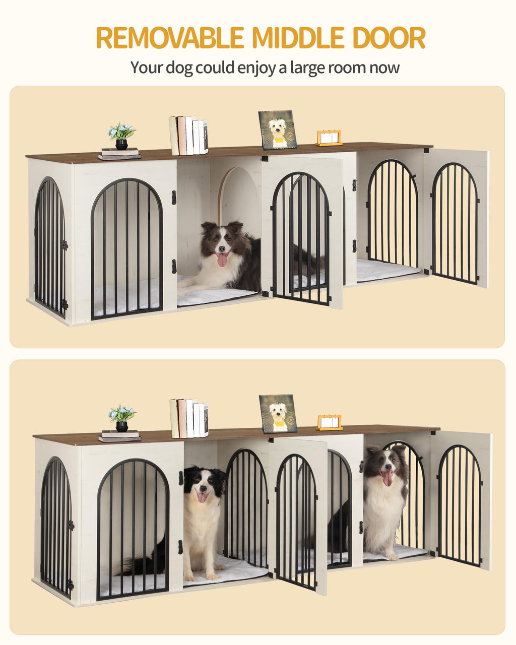 Double Dog Crate Furniture with Cushion Q54700