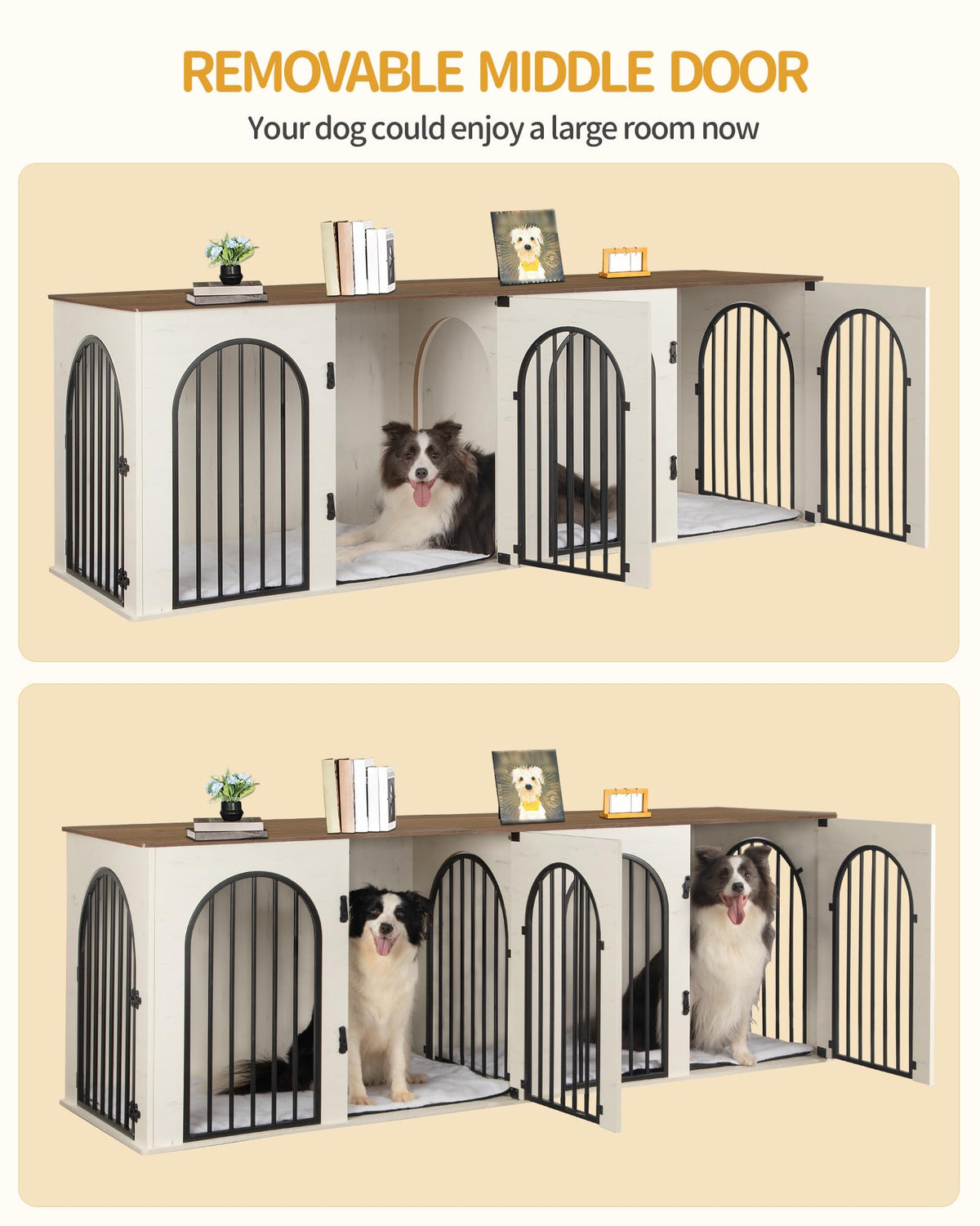 Double Dog Crate Furniture with Cushion Q54700