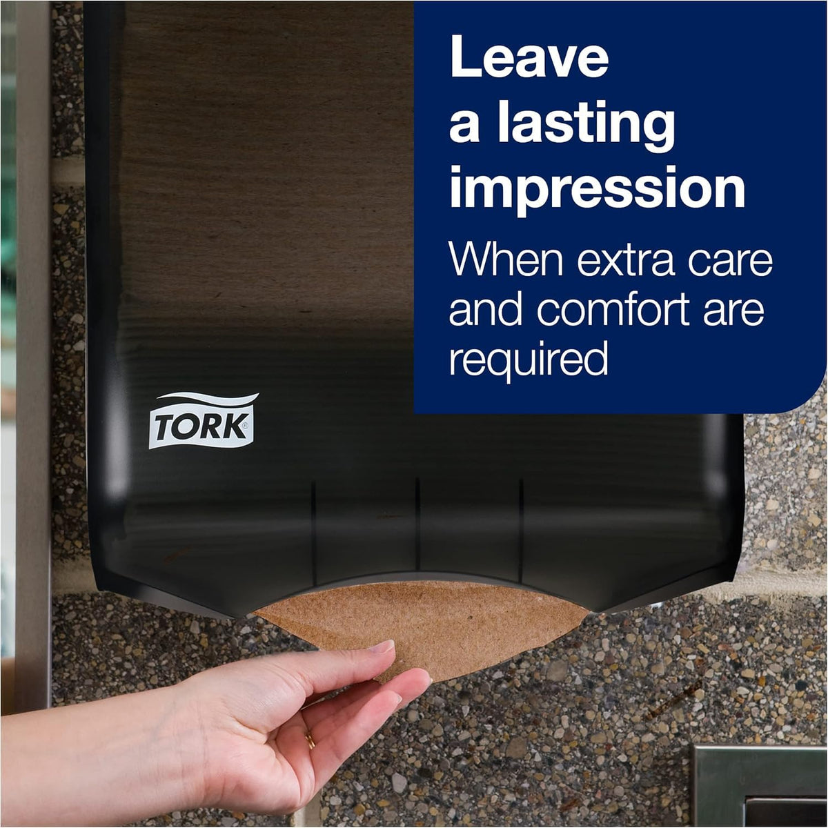 Black Multifold Hand Towel Dispenser and Natural Recycled Hand Towels U30450
