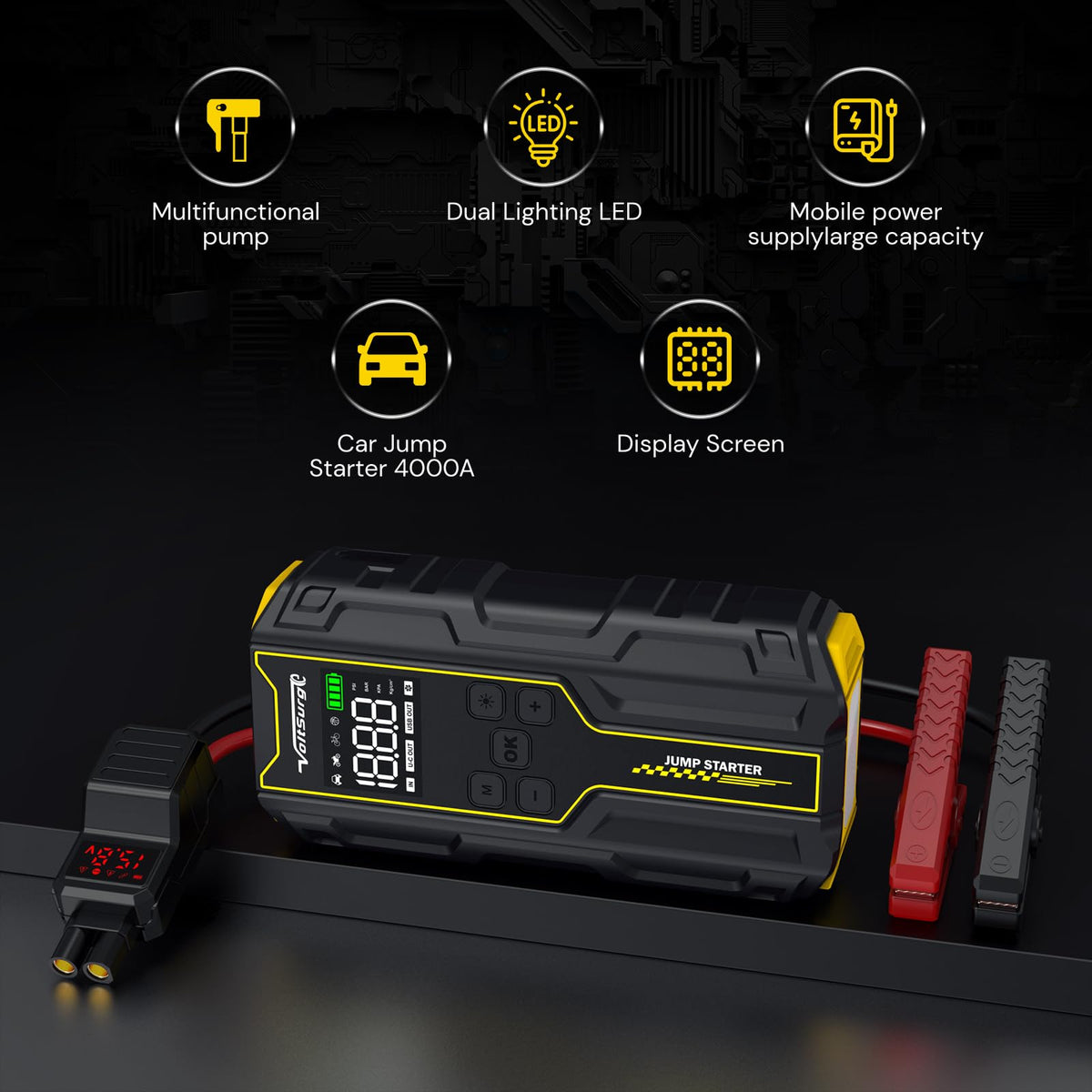 6000A Peak 12V Jump Starter with Air Compressor L865