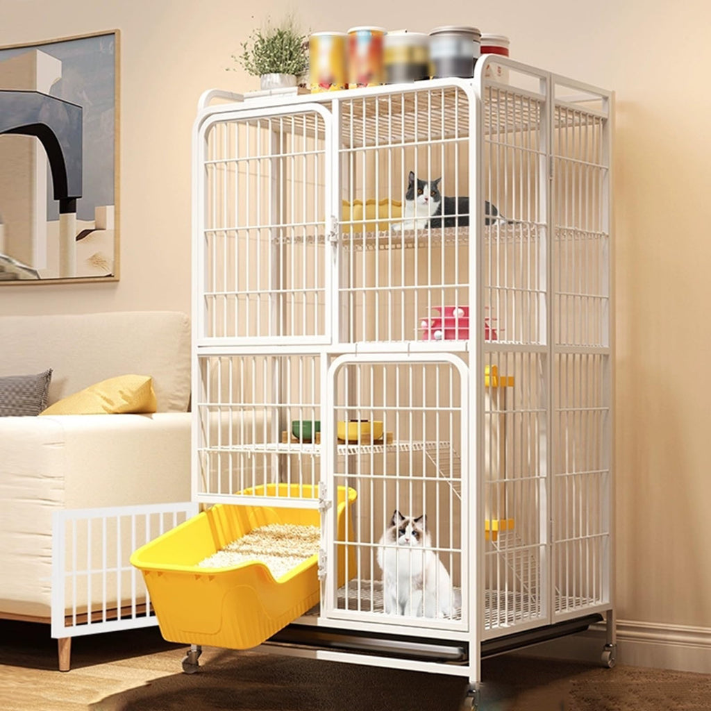 Foldable 4-Tier Indoor Cat Enclosure with Hammock E48667