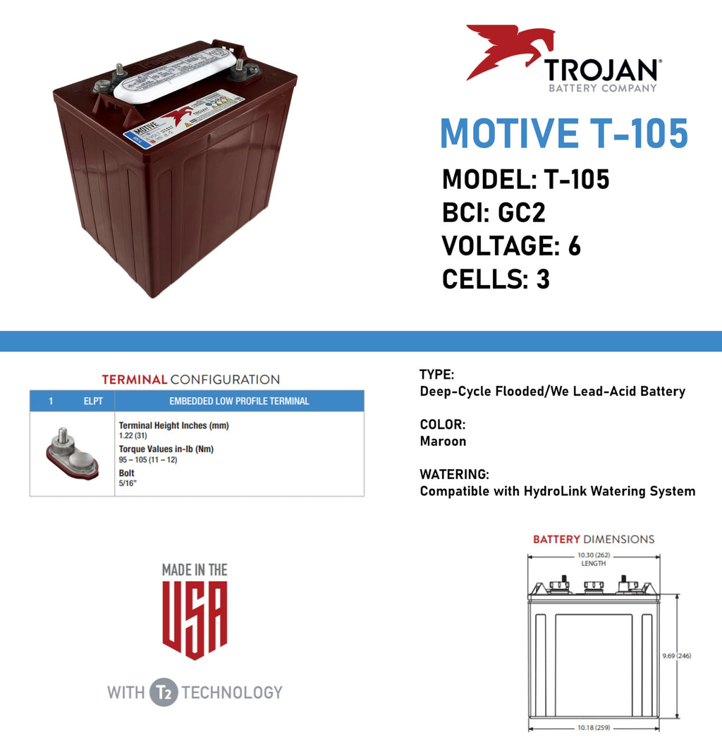 6V 225Ah Deep-Cycle Flooded Battery Pack of 4 V6623