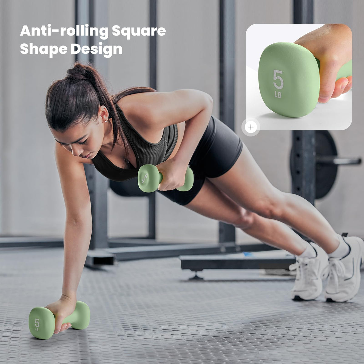 Neoprene Dumbbells Set of 2, 5lb Hand Weights, Green O369