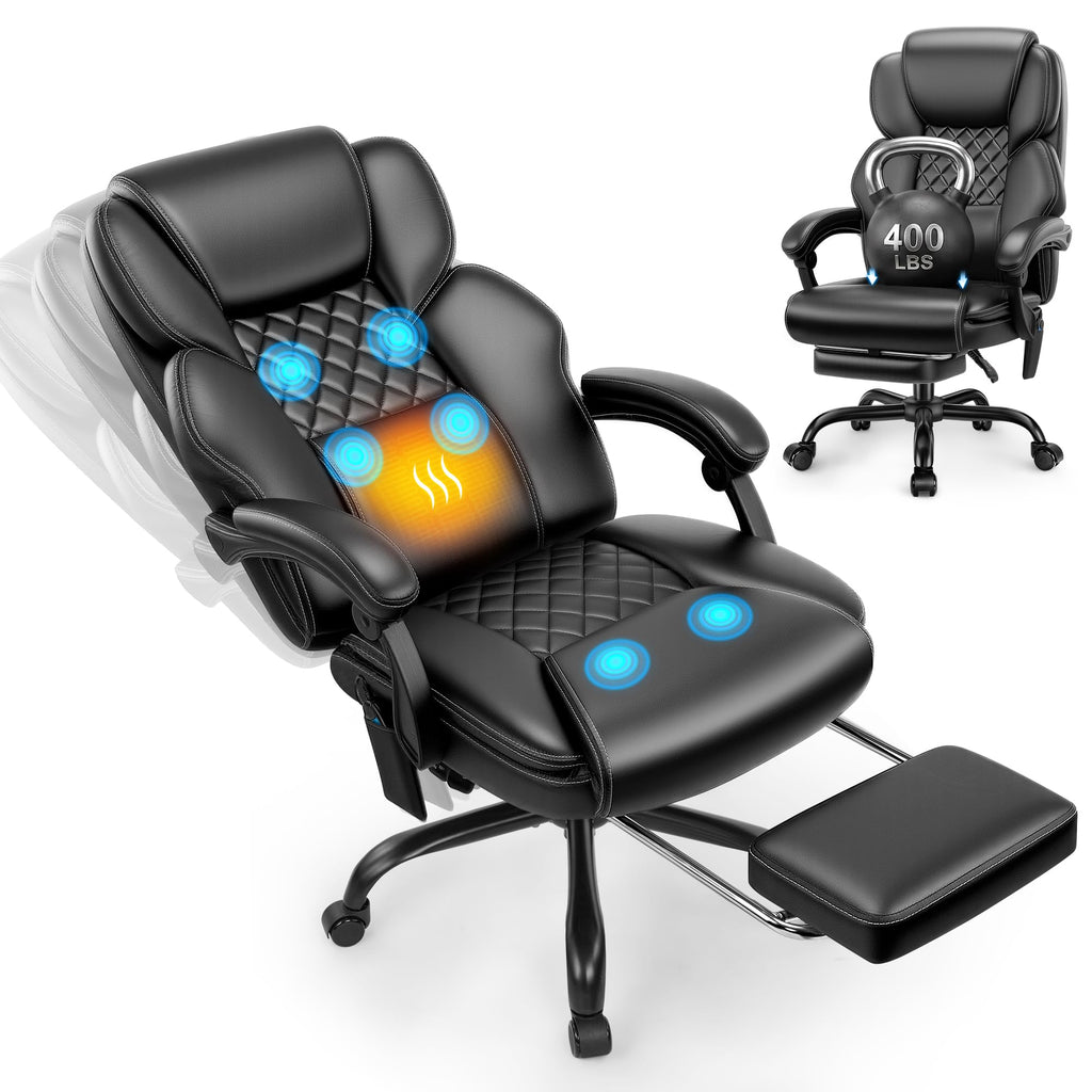 Massage Office Chair with Footrest, Heat and 160° Recline S2693