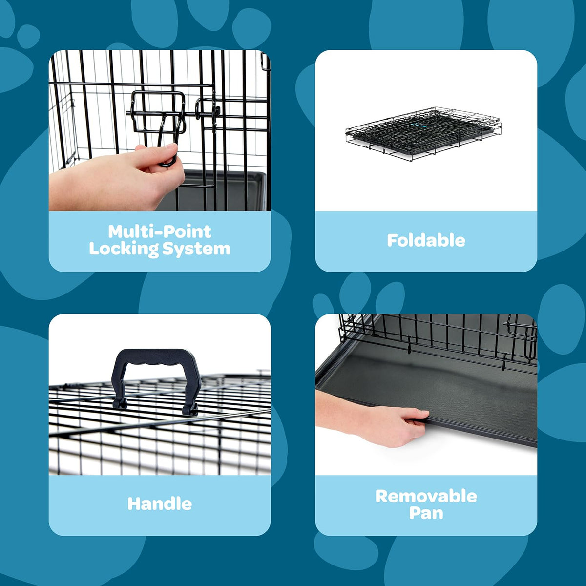 36" Foldable Metal Dog Crate with Removable Tray S72750