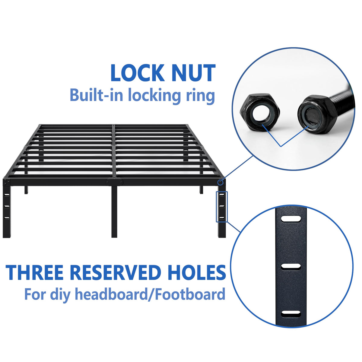 Metal Bed Frame with Storage Space, 14 Inch C36190