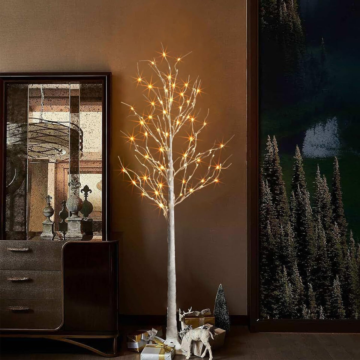Set of 3 Birch Tree Lights with Timer Function B859