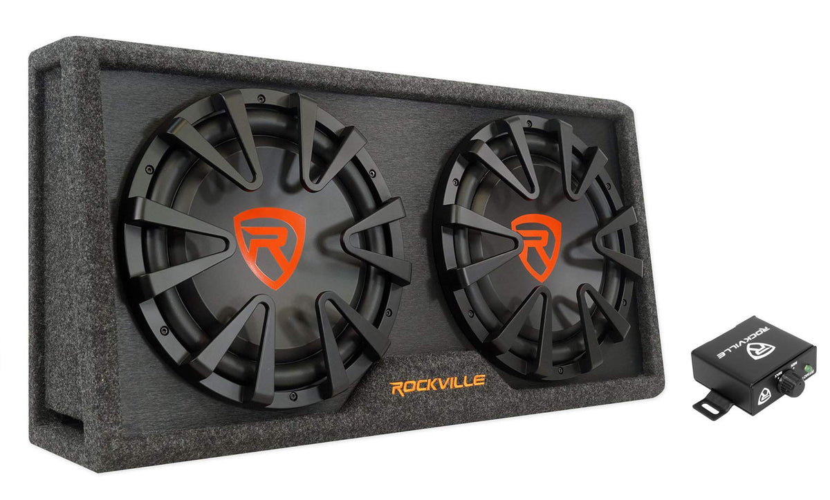 Dual 12" Slim Vented Powered Car Subwoofer Enclosure B10974