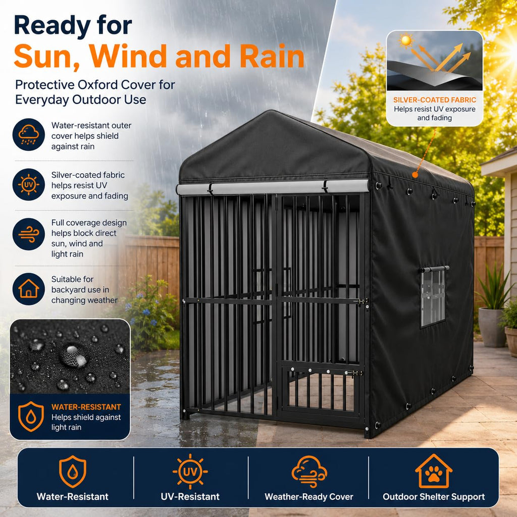 8x4 FT Heavy Duty Outdoor Dog Kennel with Full Cover A87301