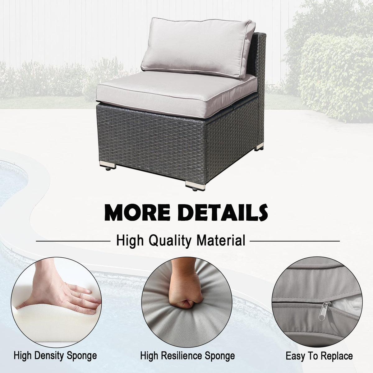 14 Piece Waterproof Outdoor Sofa Cushion Replacement with Zippers N1344